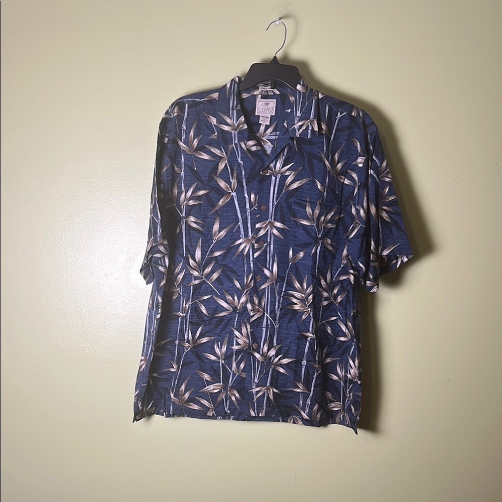 LUAU size 2xL Blue and bage Casual Button Down Dress Hawaiian shirt,